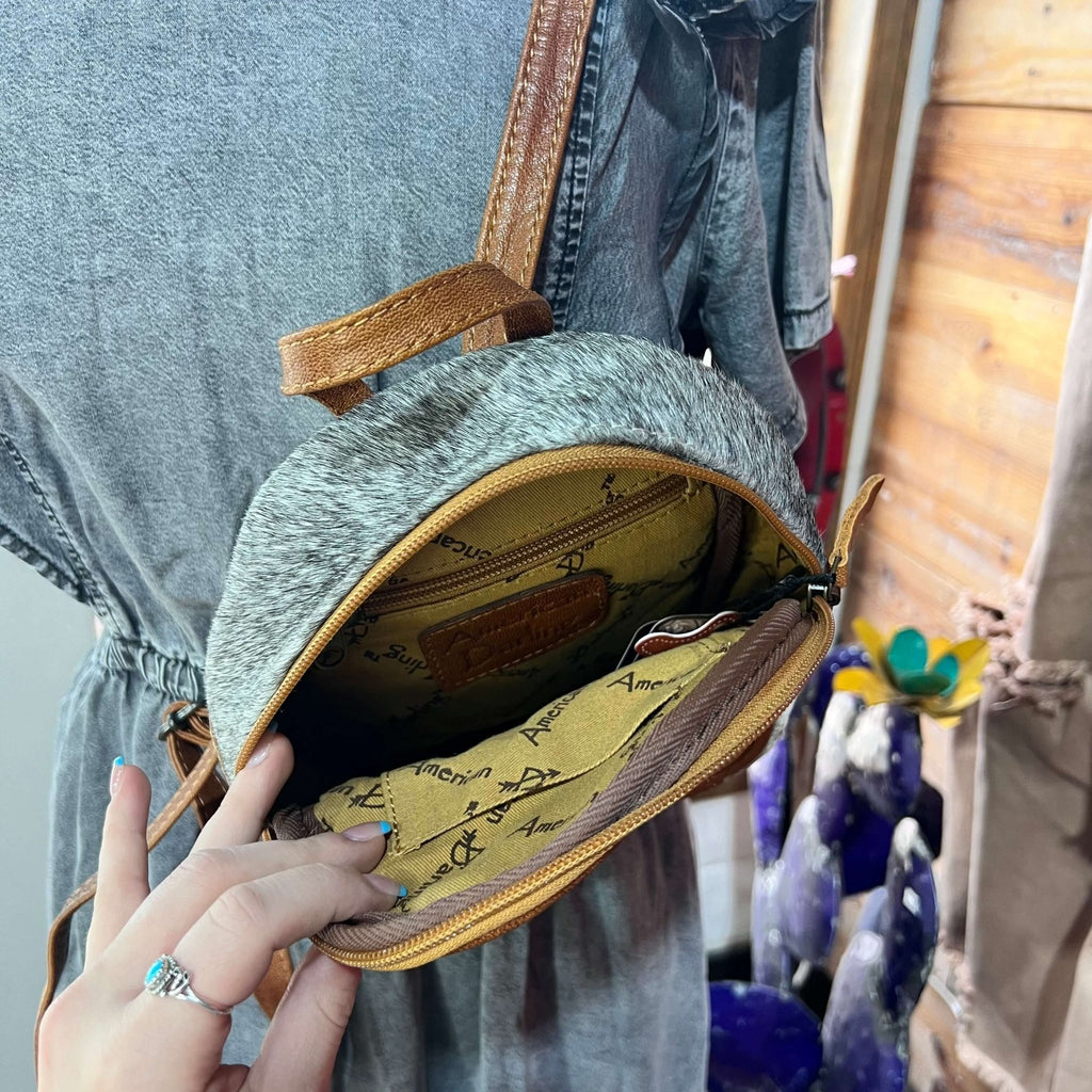 Tooled Leather & Cow Hide Mini Back Back - Country Lace Boutique