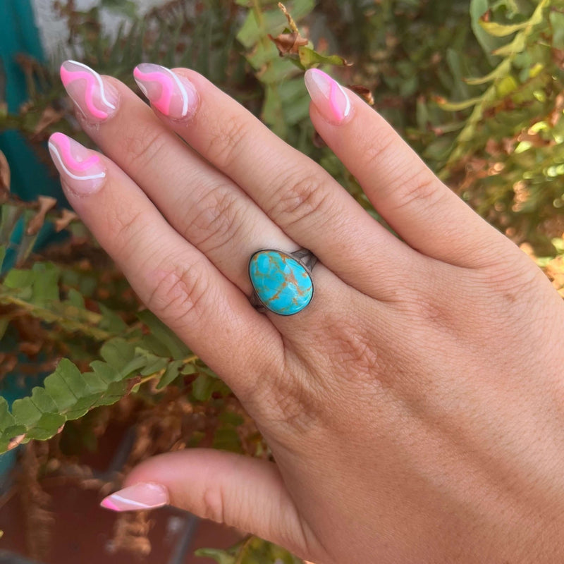 Triangle Turquoise Sterling Silver Ring size 8 1/2 - Country Lace Boutique