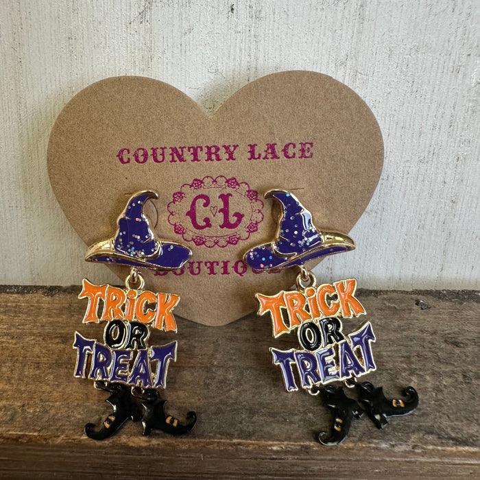 Trick or Treat Dangle Post Stud Fashion Earrings - Country Lace Boutique