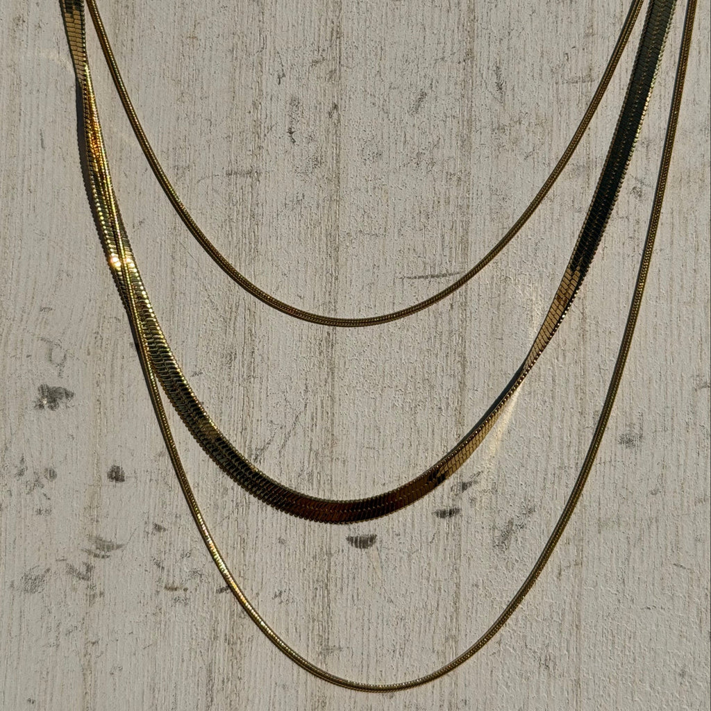 Triple Gold Chain Fashion Necklace - Country Lace Boutique