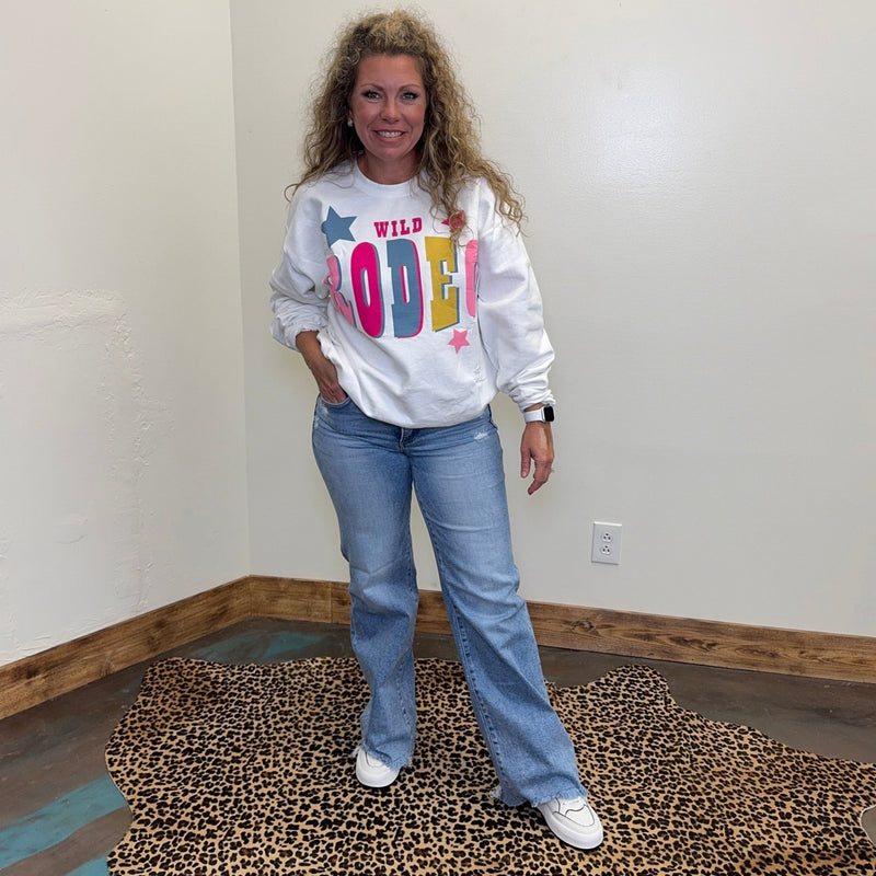 Tummy Control Mid Rise Wide with Distressing Risen Jeans - Country Lace Boutique