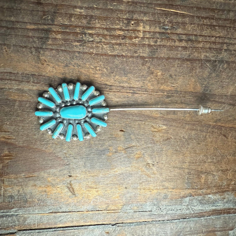 Turquoise Cluster Hat Sterling Silver Pin - Country Lace Boutique