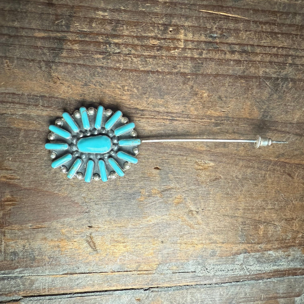 Turquoise Cluster Hat Sterling Silver Pin - Country Lace Boutique