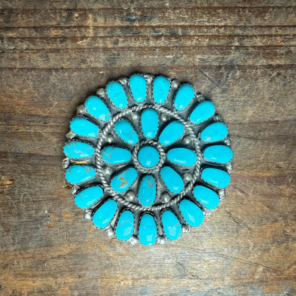 Turquoise Cluster Hat Sterling Silver Pin/Broach or Necklace Pendant - Country Lace Boutique