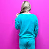 Turquoise Comfy Set Long Sleeve Top w/ Pockets Shorts - Country Lace Boutique
