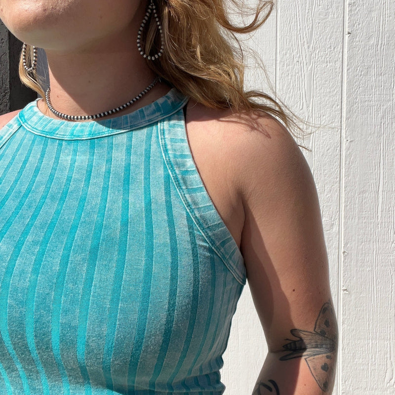 Turquoise Faded Tank Top - Country Lace Boutique