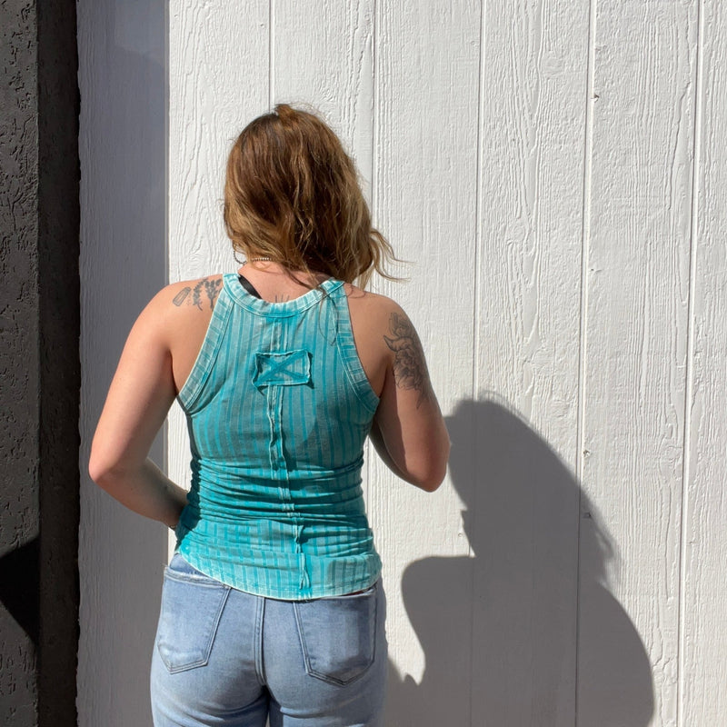 Turquoise Faded Tank Top - Country Lace Boutique