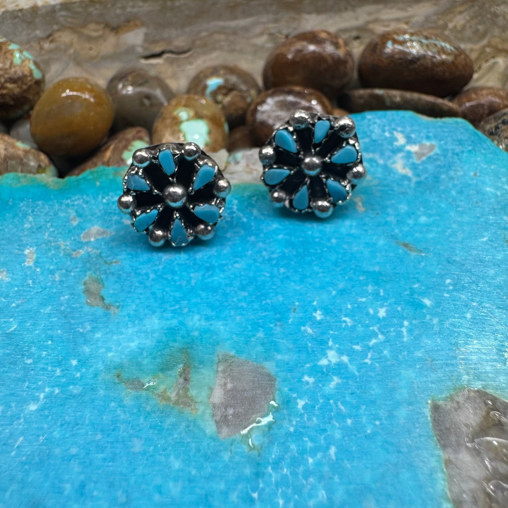 Turquoise Flower Post Sterling Silver Earring - Country Lace Boutique
