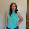 Turquoise High Neck Sleeveless Top - Country Lace Boutique