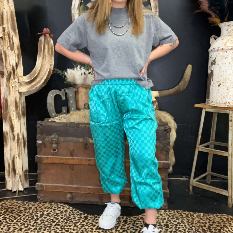 Turquoise Motor Sport Cargo Pant Joggers - Country Lace Boutique