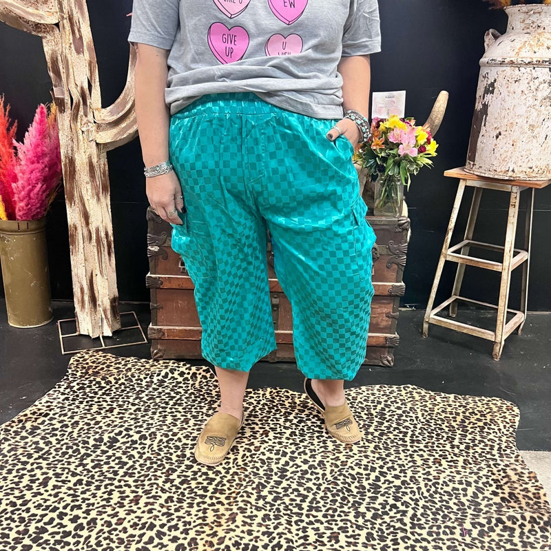 Turquoise Motor Sport Cargo Pant Joggers - Country Lace Boutique