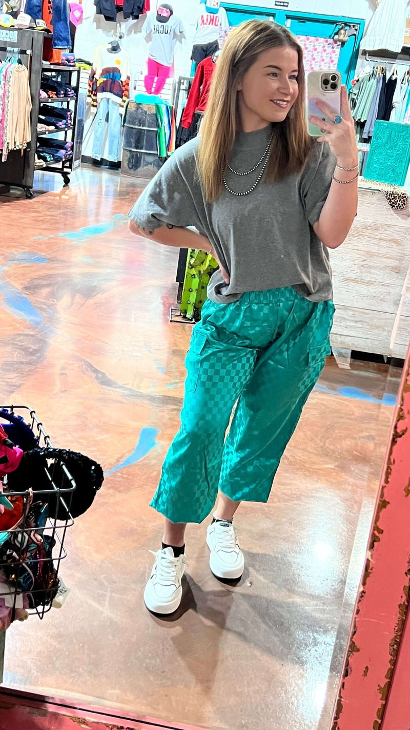 Turquoise Motor Sport Cargo Pant Joggers - Country Lace Boutique