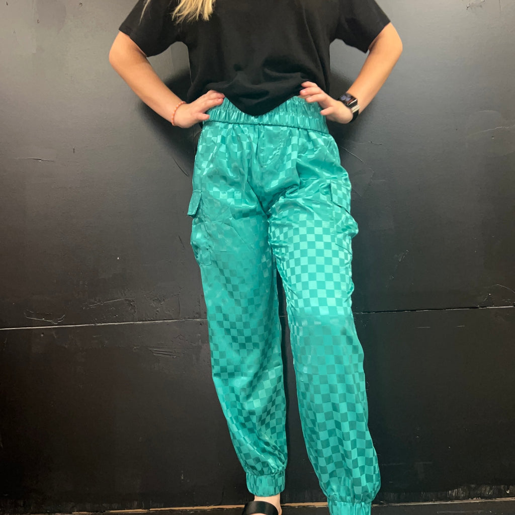 Turquoise Motor Sport Cargo Pant Joggers - Country Lace Boutique