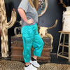 Turquoise Motor Sport Cargo Pant Joggers - Country Lace Boutique