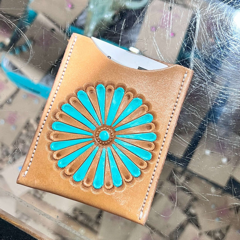 Turquoise Needlepoint Card Holder Wallet - Country Lace Boutique