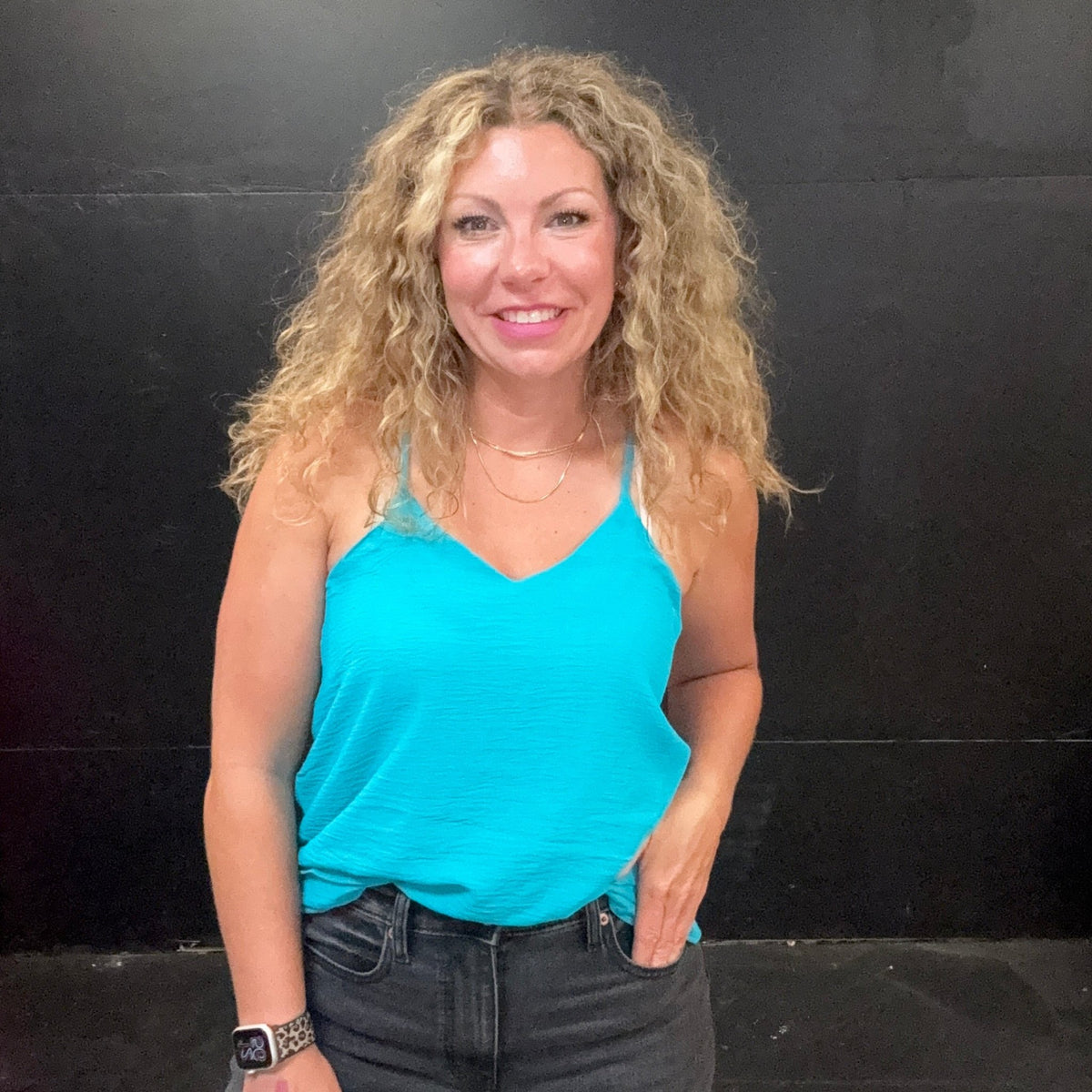 Turquoise Razor Back Flowy Tank Top - Country Lace Boutique