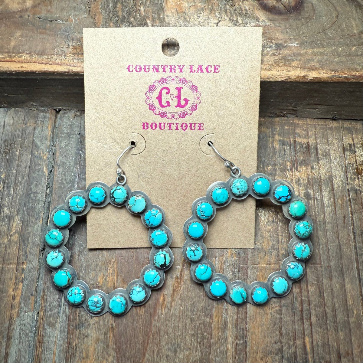 Turquoise Round 16 Stones Amazing Sterling Silver Earring - Country Lace Boutique