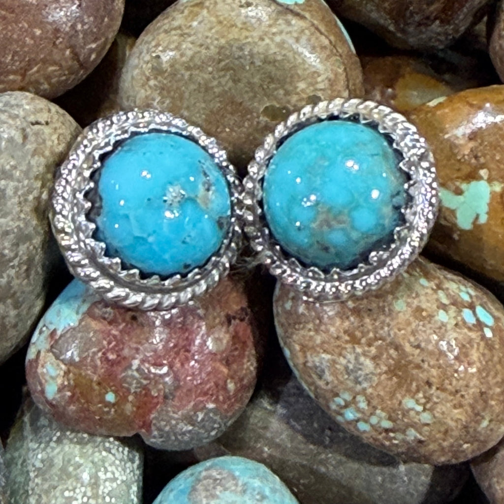 Turquoise Round Post Sterling Silver Earring - Country Lace Boutique