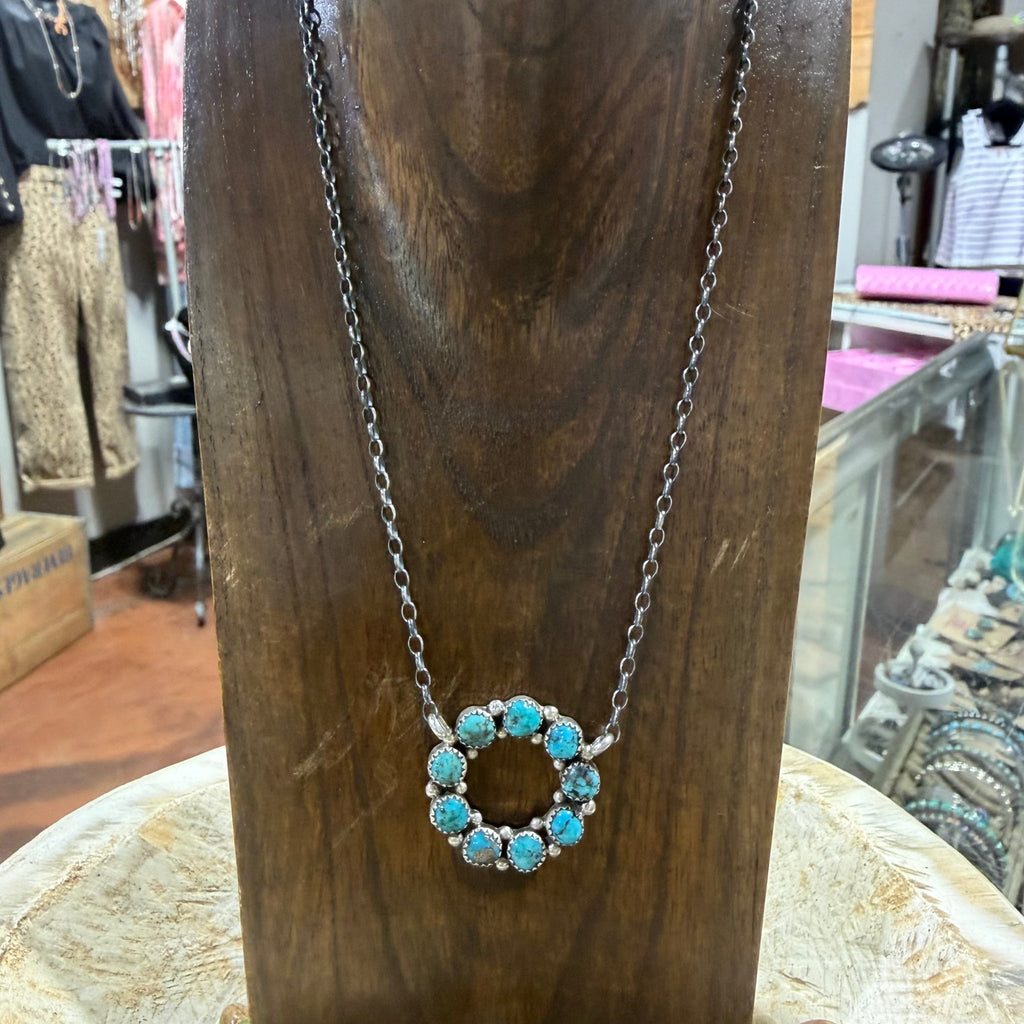 Turquoise Round Sterling Silver Necklace - Country Lace Boutique