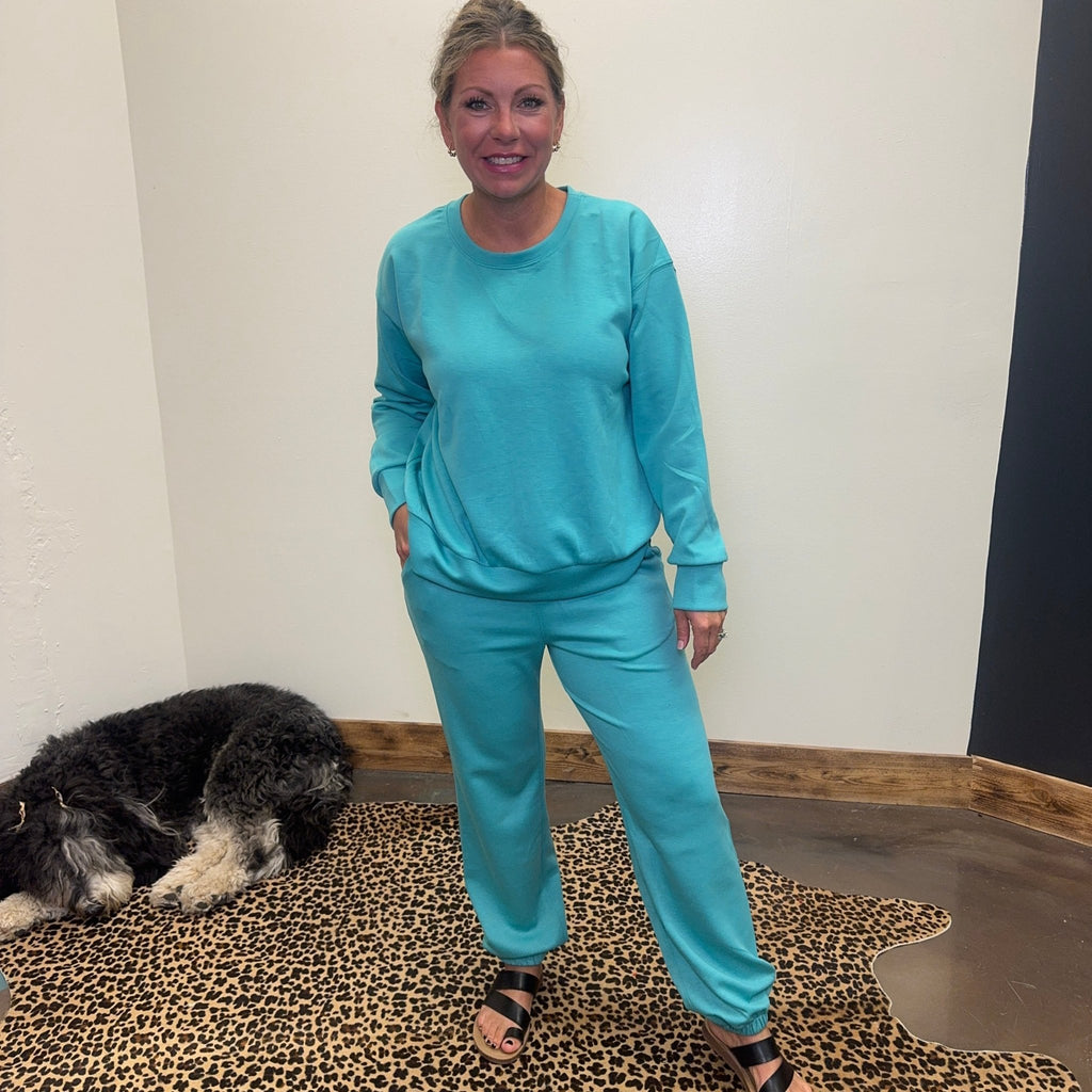Turquoise Super Soft Joggers w/ Draw String - Country Lace Boutique