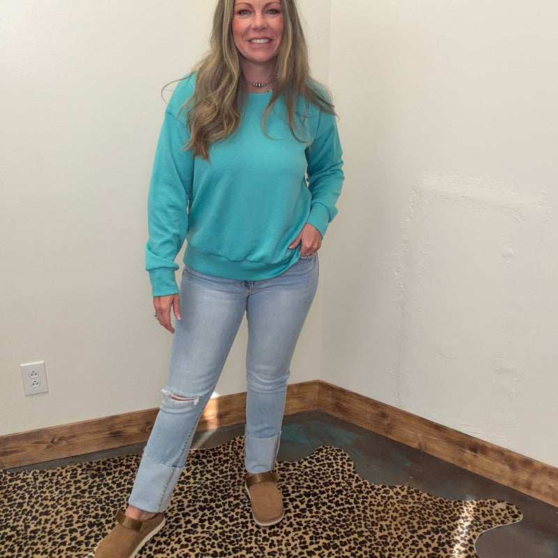 Turquoise Super Soft Sweat Shirt - Country Lace Boutique