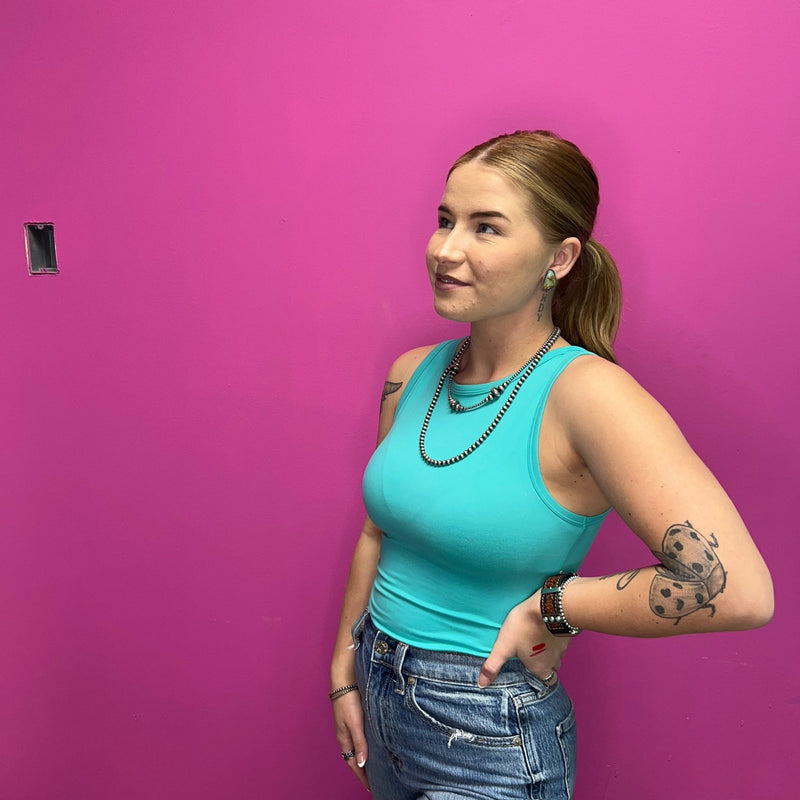 Turquoise Tank Top Bodysuit - Country Lace Boutique