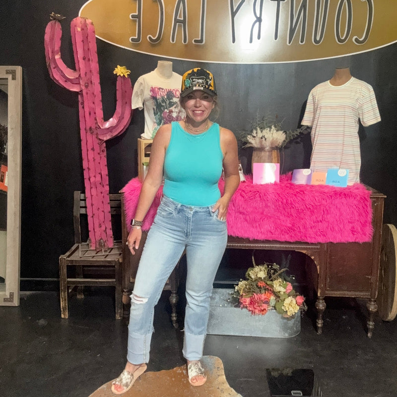 Turquoise Tank Top Bodysuit - Country Lace Boutique