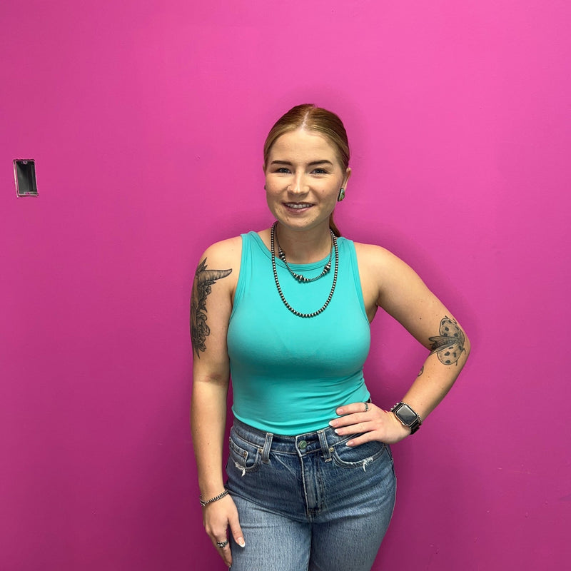 Turquoise Tank Top Bodysuit - Country Lace Boutique