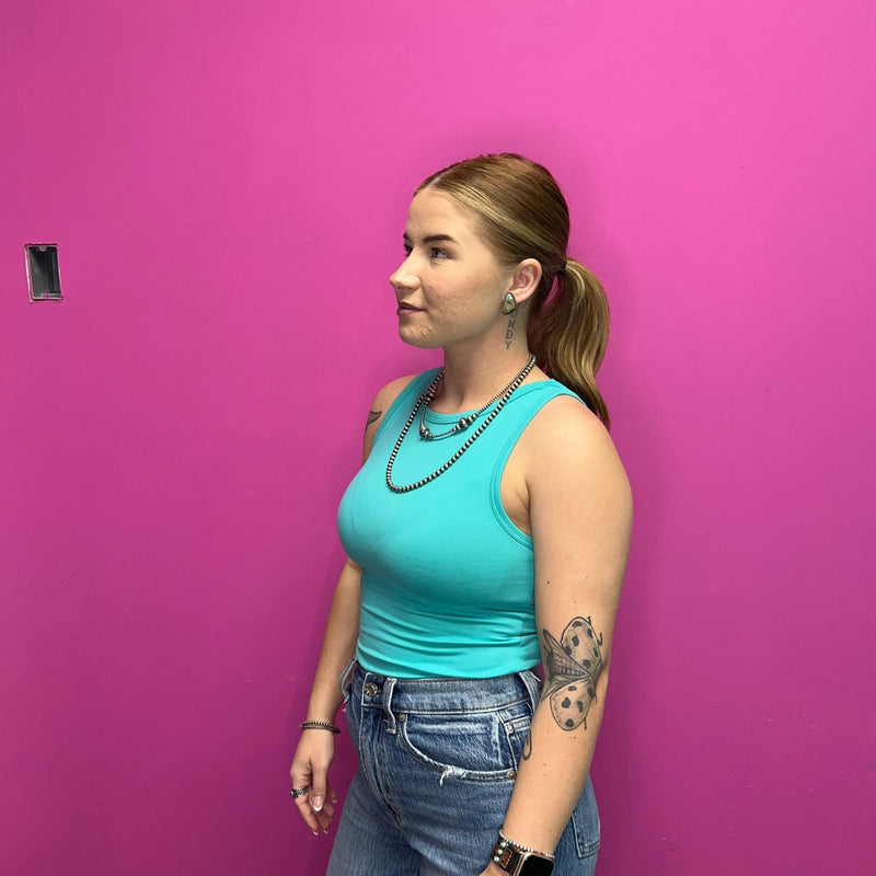 Turquoise Tank Top Bodysuit - Country Lace Boutique