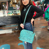 Turquoise Tooled Top Zip Purse - Country Lace Boutique
