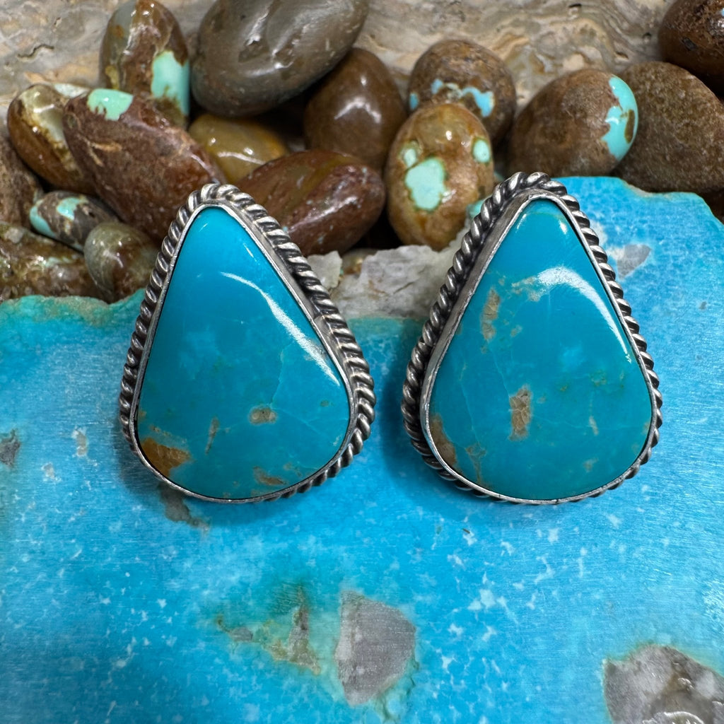 Turquoise Triangle Post Sterling Silver Earring - Country Lace Boutique