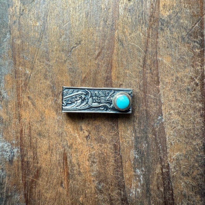 Decorative metal bar with turquoise stone watch accessory