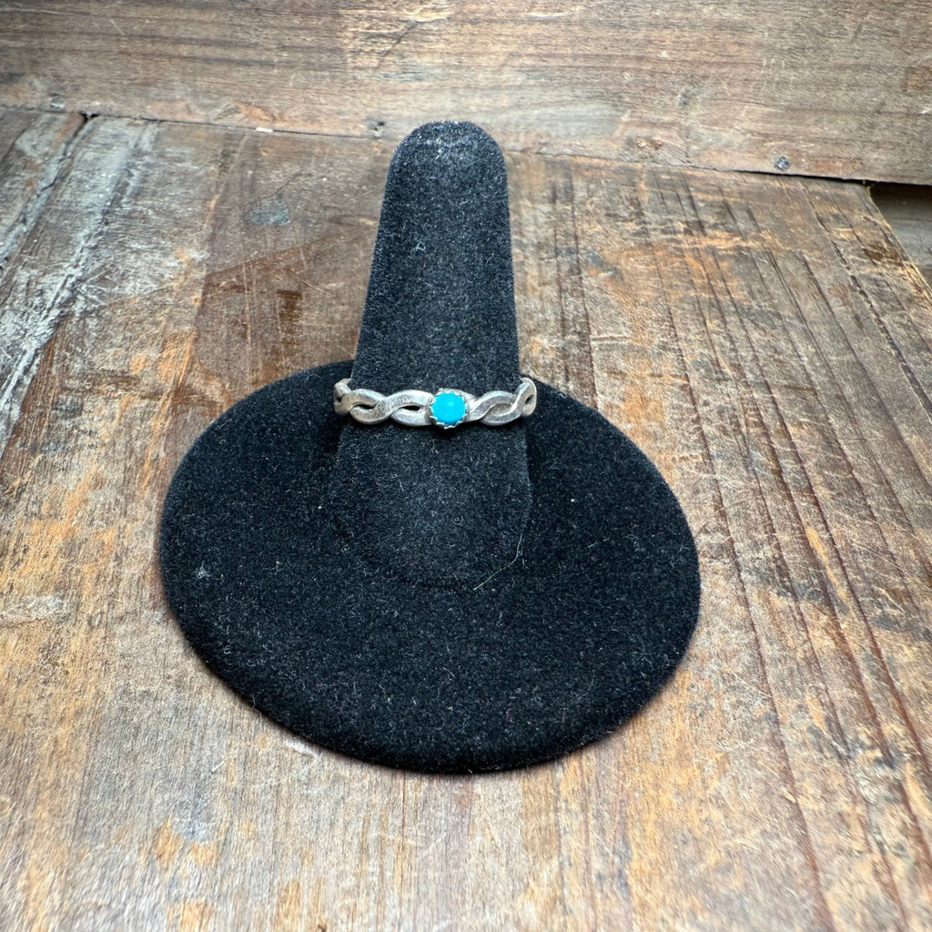 Twisted Blue Turquoise Native Made Sterling Silver Ring - Country Lace Boutique