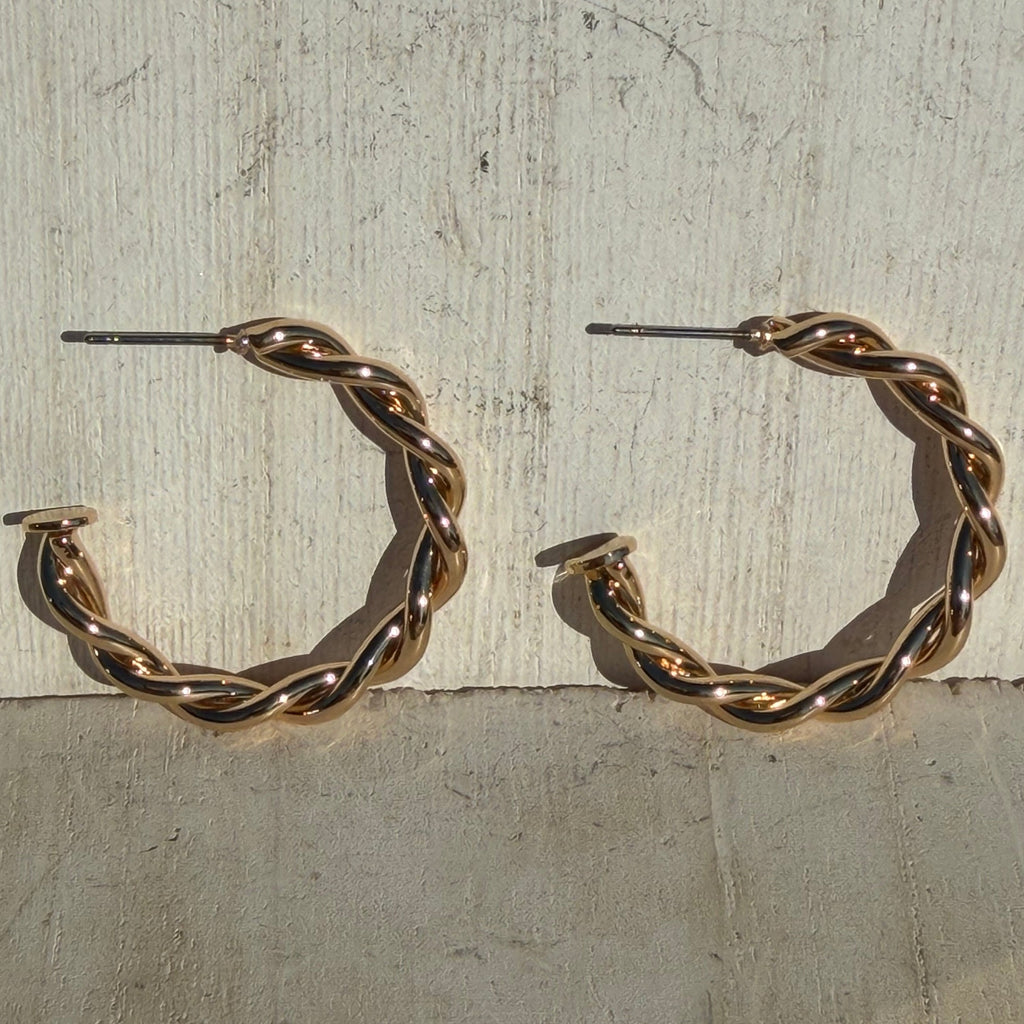 Twisted Normal Gold Hoop Fashion Earrings - Country Lace Boutique