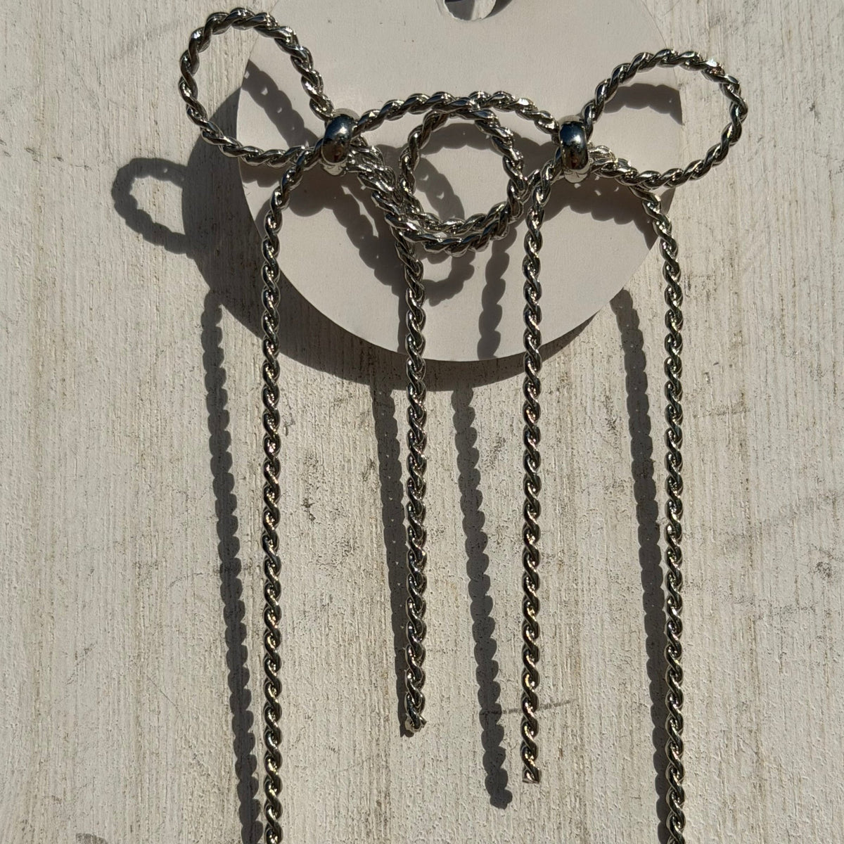 Twisted Silver Rope Bow Fashion Earrings - Country Lace Boutique
