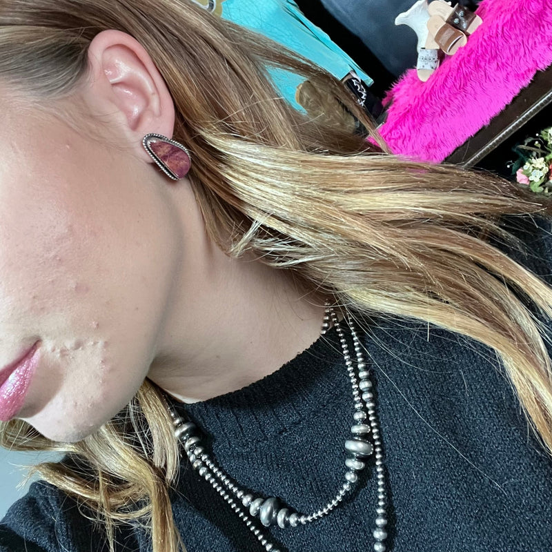 Unique Purple Spiny with Rope Detail Post Sterling Silver Earring - Country Lace Boutique