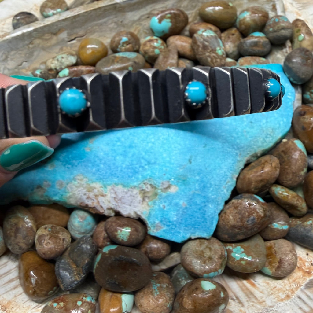 Unique Turquoise Bangle Sterling Silver Bracelet - Country Lace Boutique