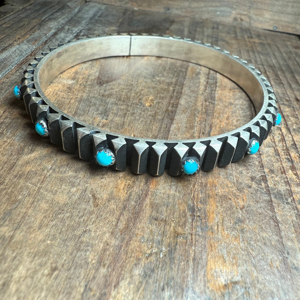 Unique Turquoise Bangle Sterling Silver Bracelet - Country Lace Boutique