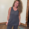 Unwind Charcoal Gray Ribbed Tank Top - Country Lace Boutique