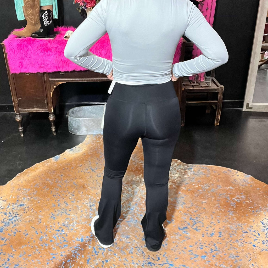 Venice Crossover Waist Yoga Pants Black Mono B. - Country Lace Boutique