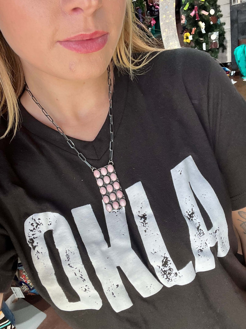 Vertical 15 Stone Pink Conch Sterling Silver Necklace - Country Lace Boutique