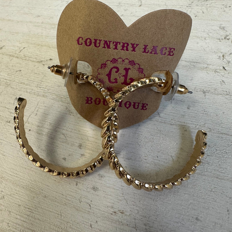 Very Basic Gold Hoop Fashion Earrings - Country Lace Boutique