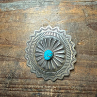 Vintage Turquoise Concho Hat Sterling Silver Pin - Country Lace Boutique