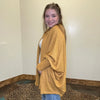 Waffle Mustard Yellow Long Sleeve Dolman Cardigan - Country Lace Boutique