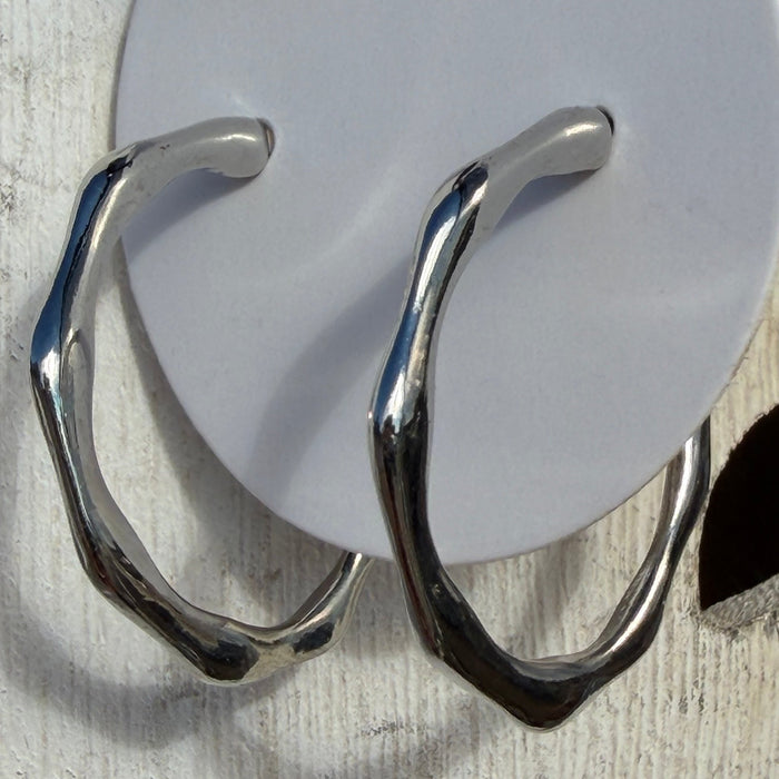 Wavy Silver Hoop Fashion Earrings - Country Lace Boutique