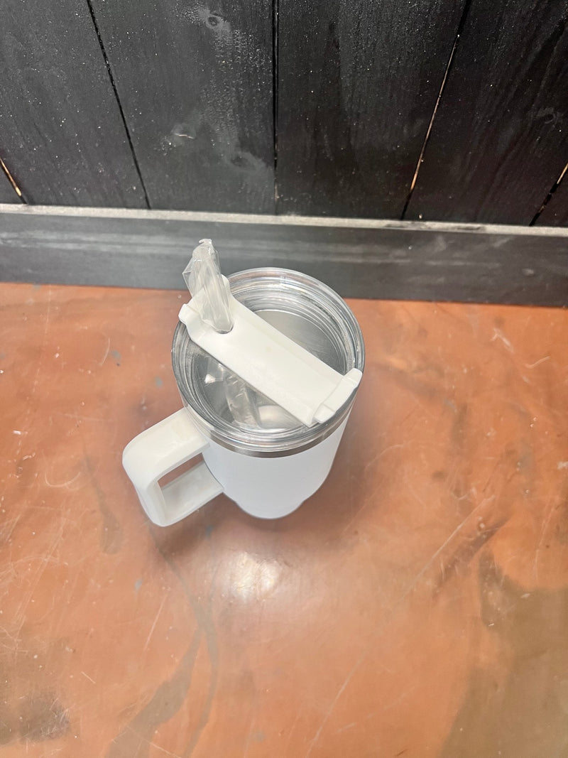 White 40 oz Tumbler w/ Handle - Country Lace Boutique