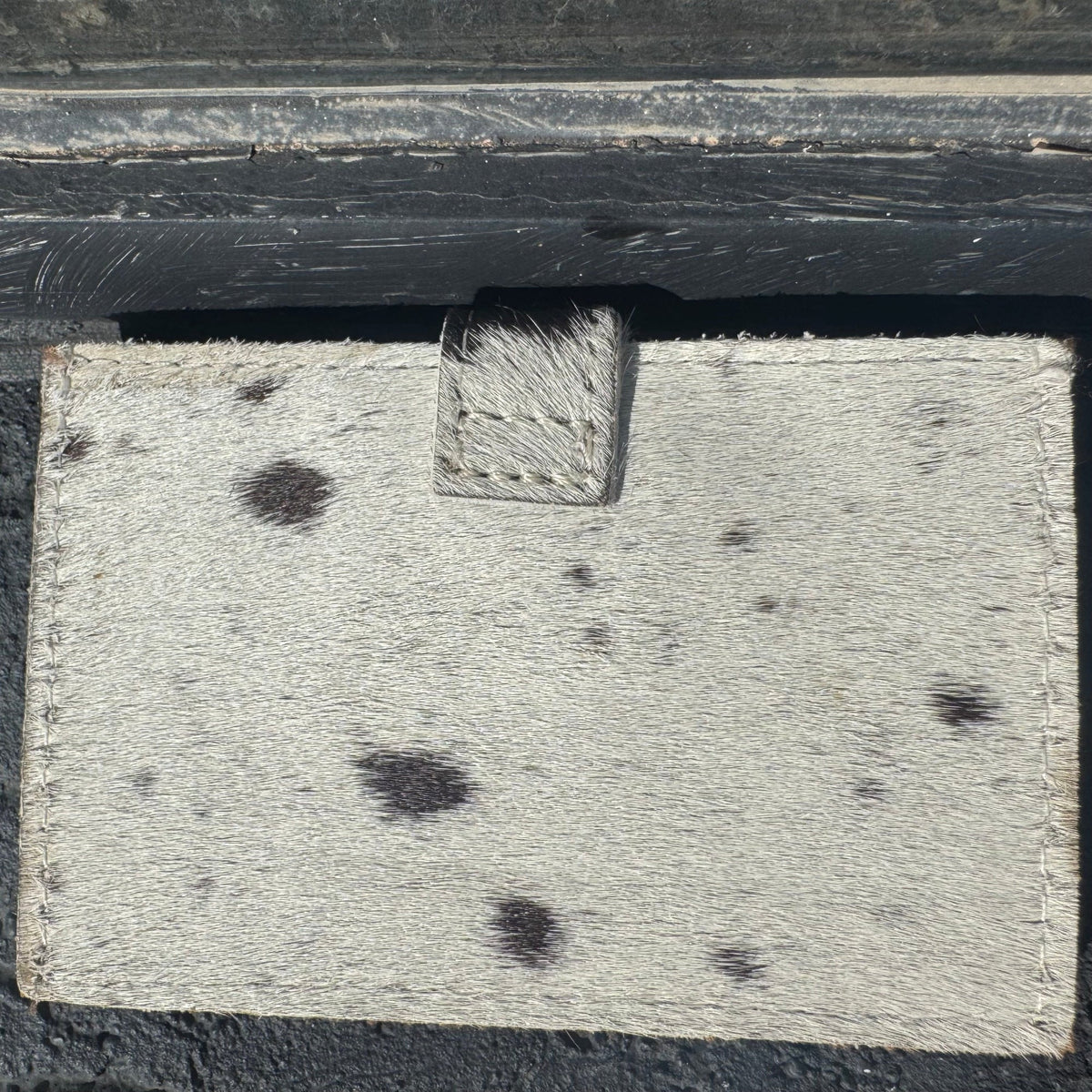 White and Brown CowHide Multicard Holder with button snap - Country Lace Boutique