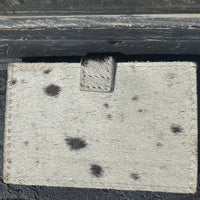 White and Brown CowHide Multicard Holder with button snap - Country Lace Boutique