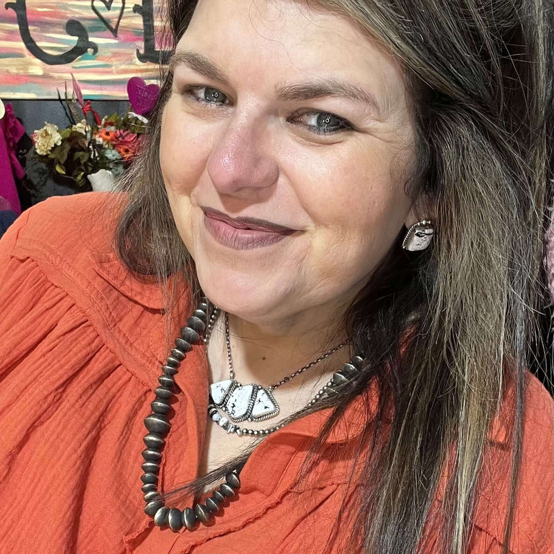 White Buffalo 3 Stone Sterling Silver Necklace - Country Lace Boutique