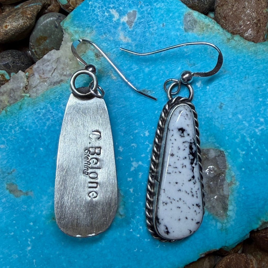White Buffalo Dangle French Hook Sterling Silver Earring - Country Lace Boutique